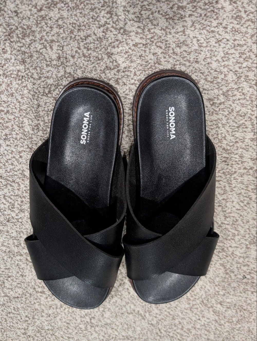 Sonoma Black Crisscross Slide Mules